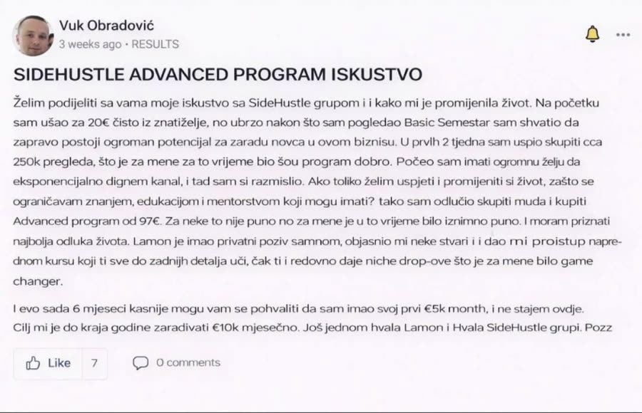 Objava Vuka Obradovića o prvom mjesecu od 5.000 EUR